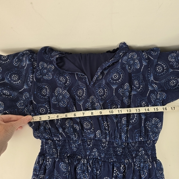 Torrid Blue Paisley Ruffle Maxi Dress Flutter Sleeves Size 12 Flowy Semi Sheer - Picture 12 of 15